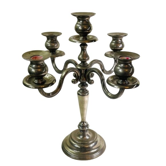 Vintage Silver Plate Candelabra For 5 Tapered Candlesticks 14.5" T 13" W - Picture 1 of 8